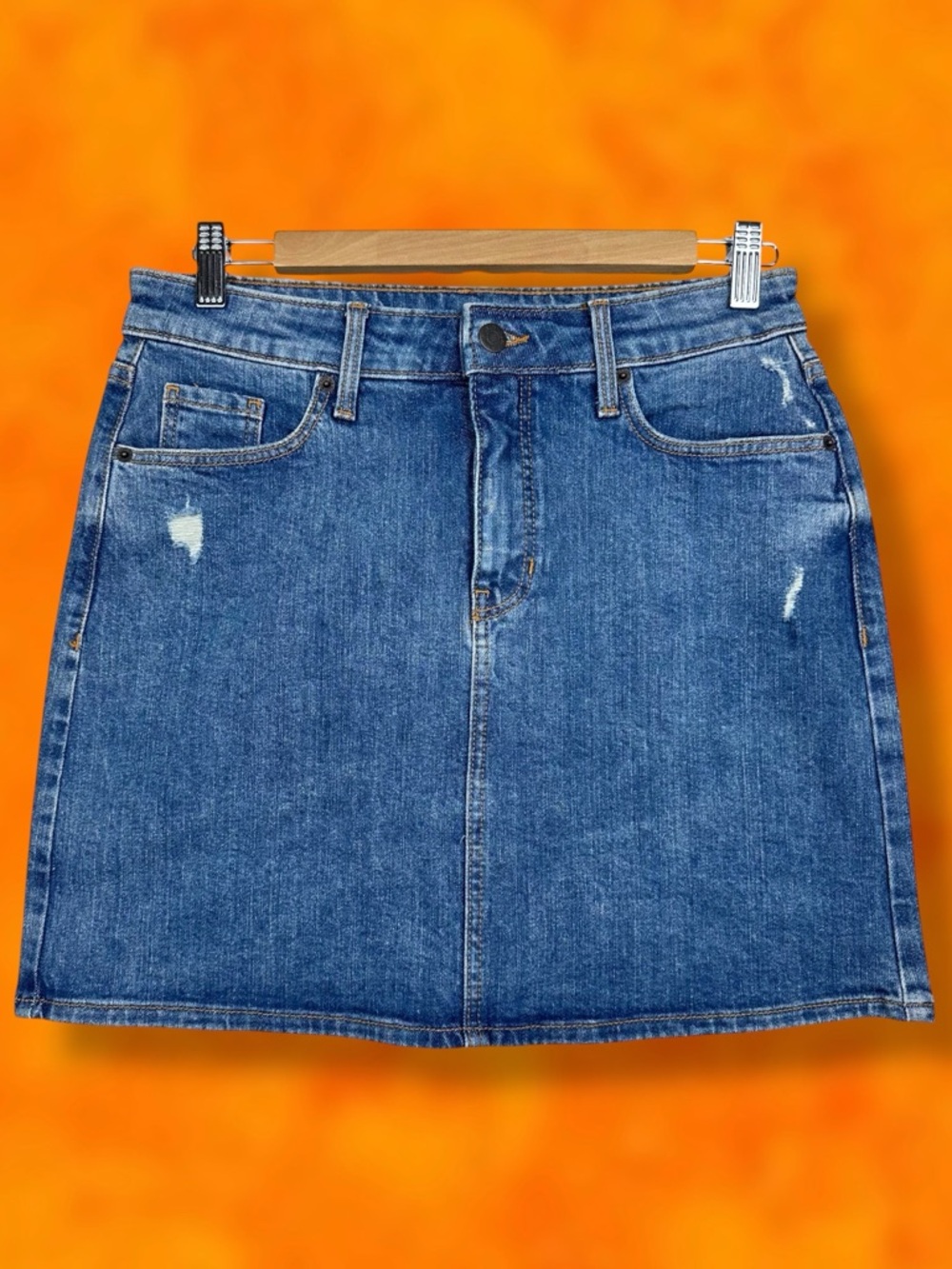 Old Navy High Waisted Distressed Stretchy Dark Wash Denim Jean Pencil Mini Skirt